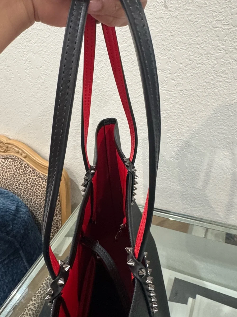 Christian Louboutin Cabata Calfskin Leather Tote with Red Interior